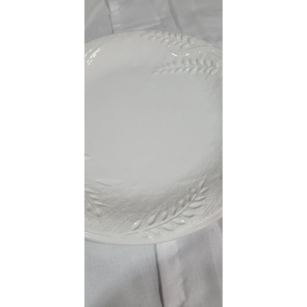 Pier 1 ~ HARVEST WHEAT Salad Plate White Embossed Wheat ~ EUC